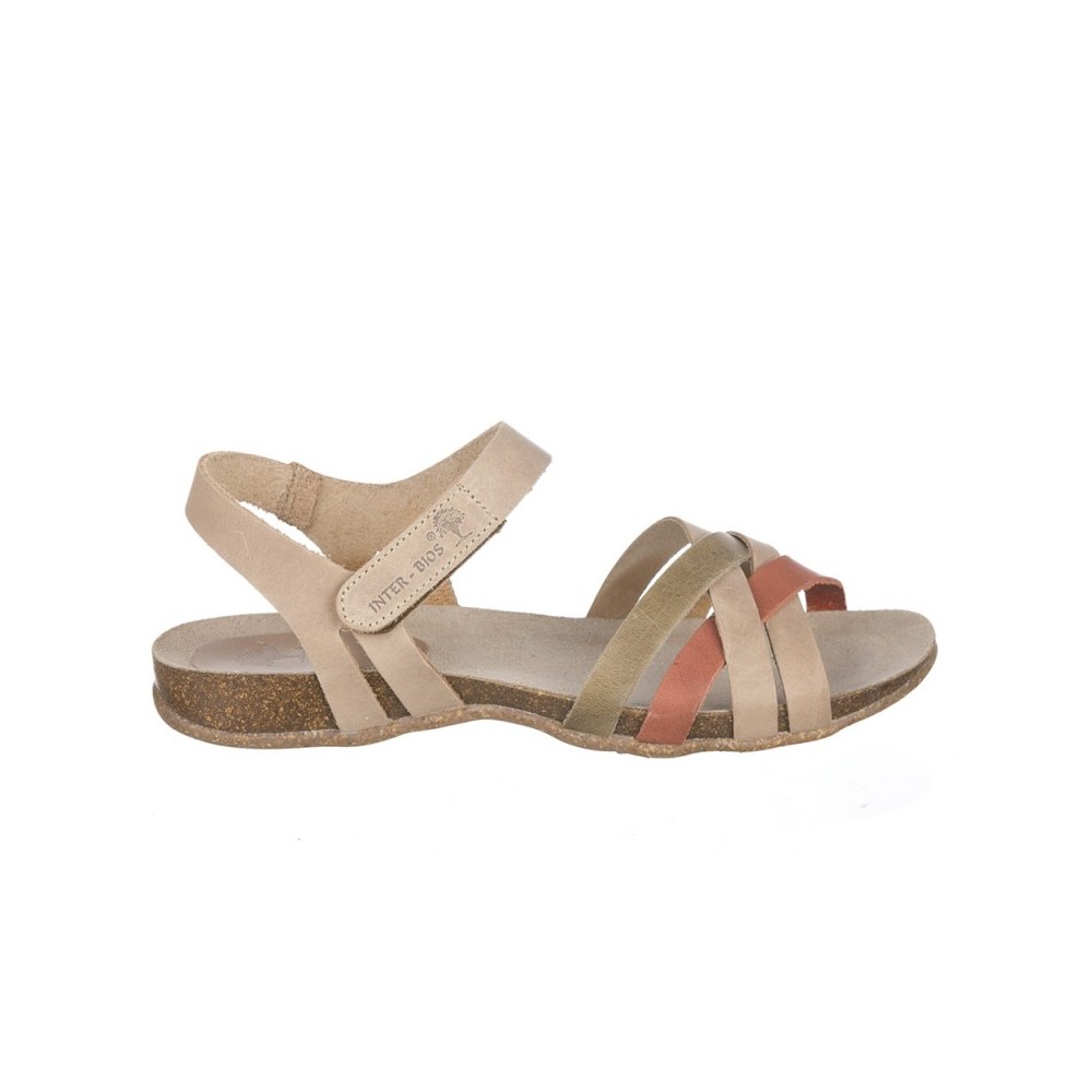 Sandalias Planas Inter-bios 4486 Mujer Beig-kaki