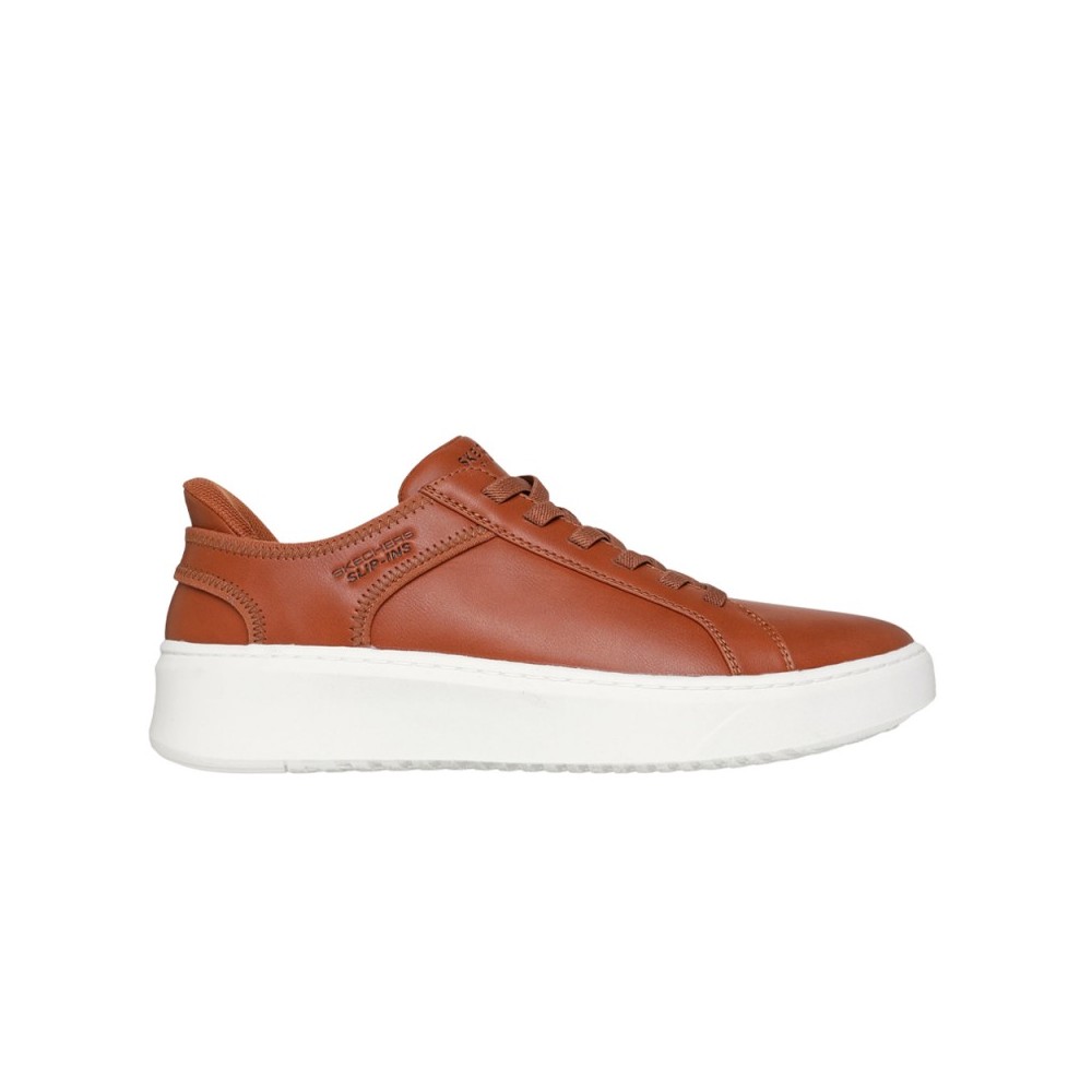 Sneakers Skechers Court Break-double Vented Hombre Cuero