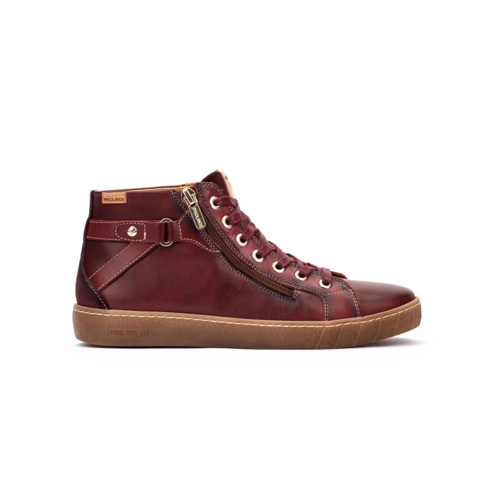 Botines Planos Pikolinos W7b-8868 Mujer Burdeos