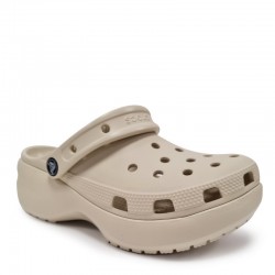 Sandalias Planas Crocs Classic Platform Clog W Mujer Beig