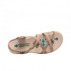 Sandalias Planas Skechers Reggae Slim - Sun Array Mujer Taupe