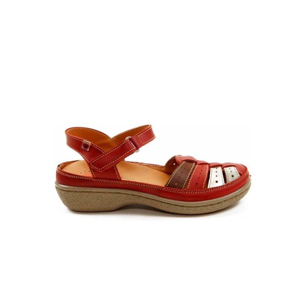 Sandalias Planas Laura Azaña 11985 Mujer Rojo