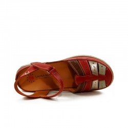Sandalias Planas Laura Azaña 11985 Mujer Rojo