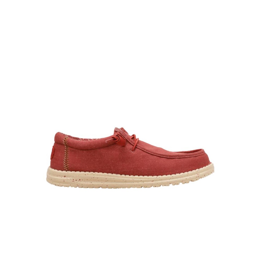 Zapatillas Lona Hey Dude Wally Strech Canvas Hombre Rojo