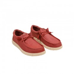 Zapatillas Lona Hey Dude Wally Strech Canvas Hombre Rojo