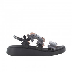 Sandalias Planas Wonders 6551 Mujer Negro
