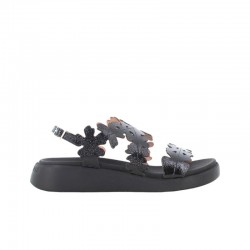 Sandalias Planas Wonders 6551 Mujer Negro