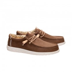Zapatillas Lona Hey Dude Wally Strech Canvas Hombre Marron