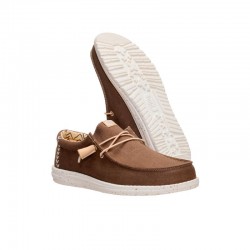 Zapatillas Lona Hey Dude Wally Strech Canvas Hombre Marron
