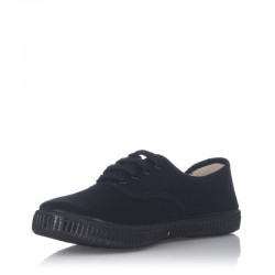 Zapatillas Lona Mujer Victoria Lona Inglesa Negro-Negro