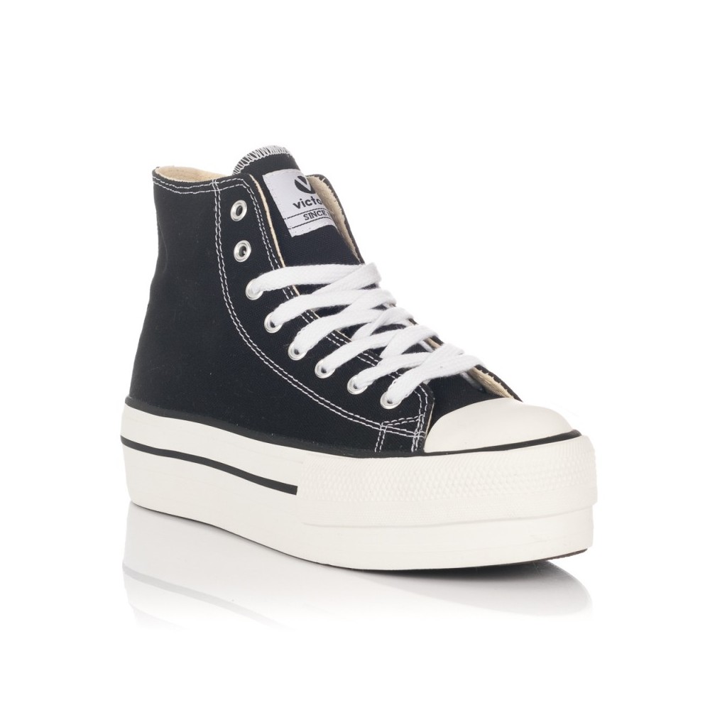 Zapatillas Lona Mujer Victoria Tribu Doble Botin Negro