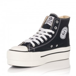 Zapatillas Lona Mujer Victoria Tribu Doble Botin Negro