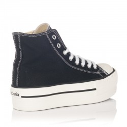 Zapatillas Lona Mujer Victoria Tribu Doble Botin Negro
