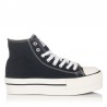 Zapatillas Lona Mujer Victoria Tribu Doble Botin Negro