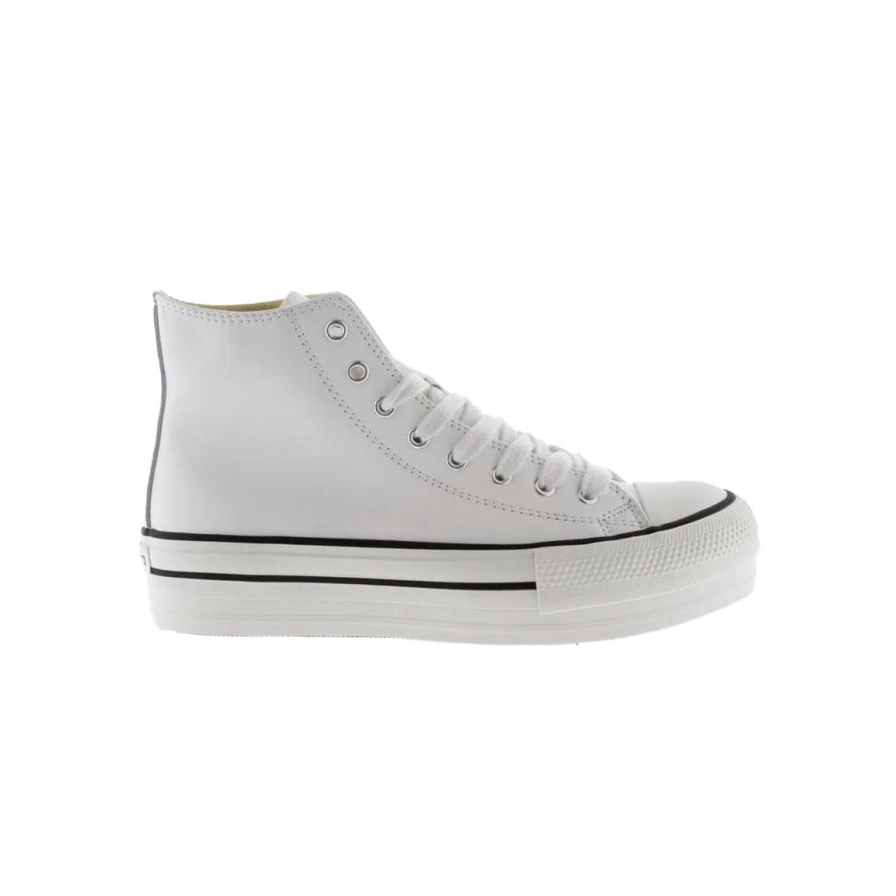 Botines Planos Mujer Victoria Tribu Doble Botín Efecto Piel Blanco