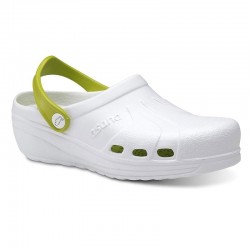Zuecos Mujer Feliz Caminar Asana Blanco-Verde