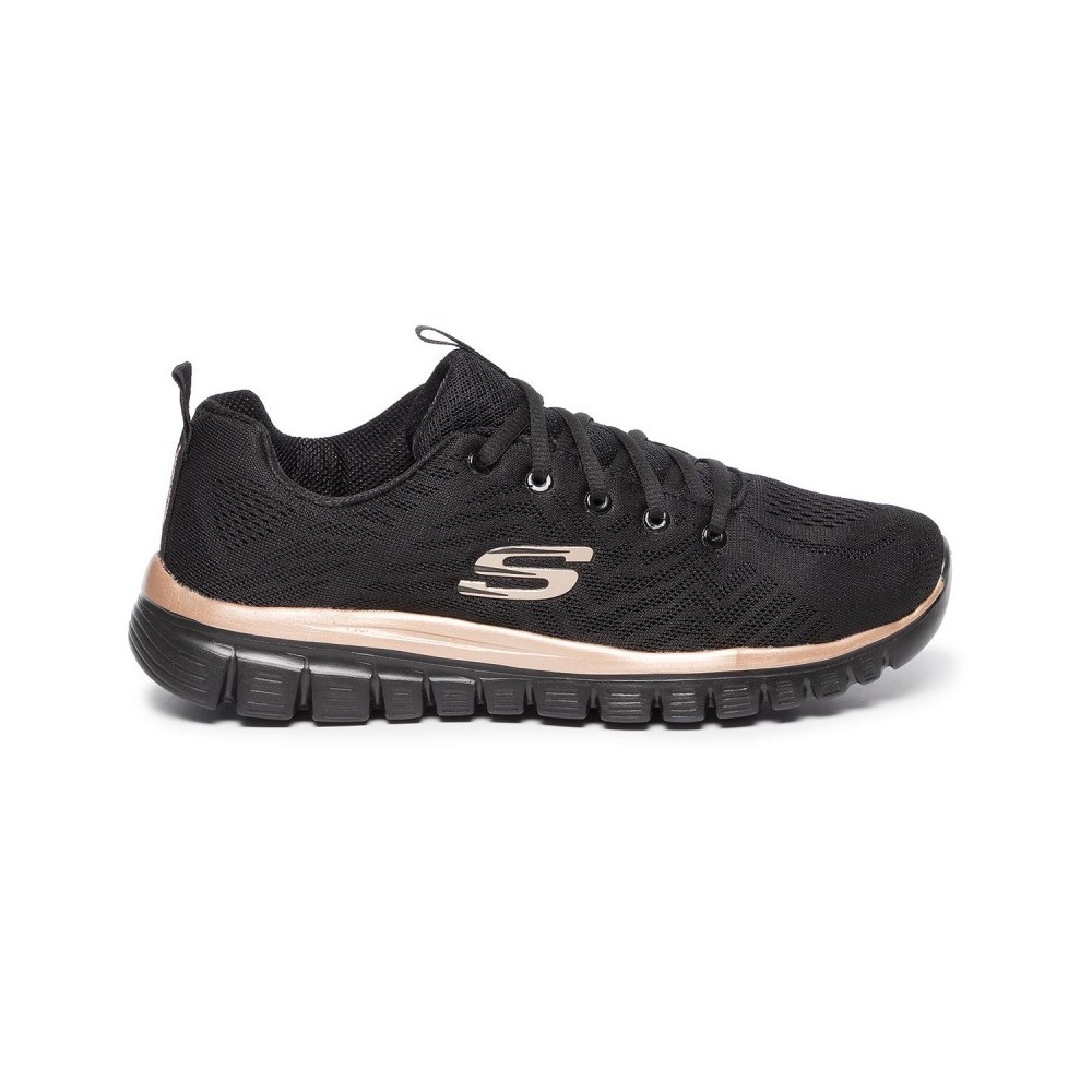 Sneakers Mujer Skechers Graceful-Get Conected Negro-Oro