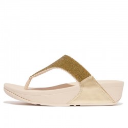 Sandalias Planas Mujer Fitflop Lulu Opul Toe-Post Oro