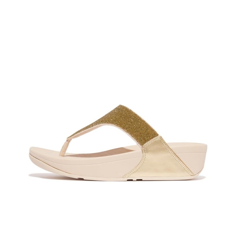 Sandalias Planas Mujer Fitflop Lulu Opul Toe-Post Oro