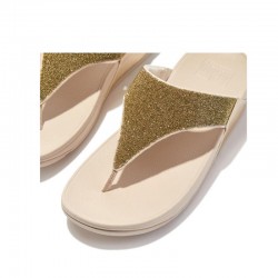 Sandalias Planas Mujer Fitflop Lulu Opul Toe-Post Oro