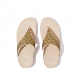 Sandalias Planas Mujer Fitflop Lulu Opul Toe-Post Oro