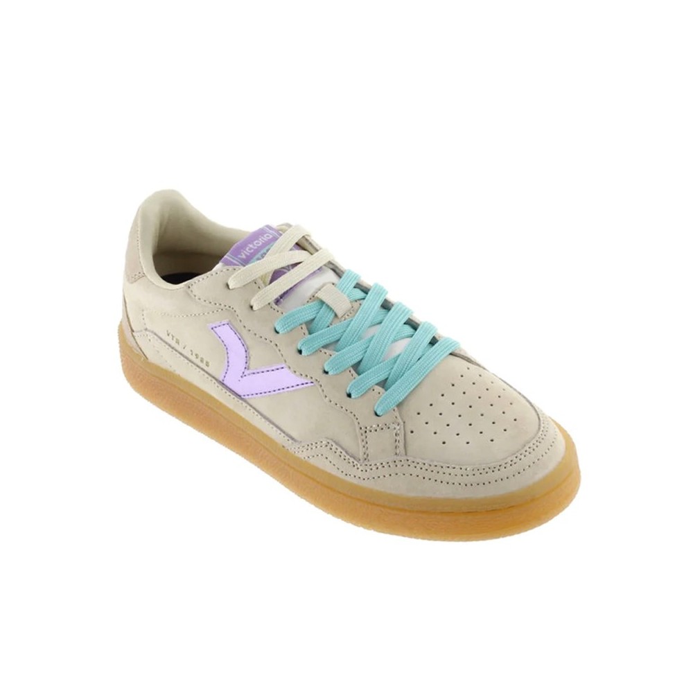 Sneakers Mujer Victoria Smash - Suede Color Beig