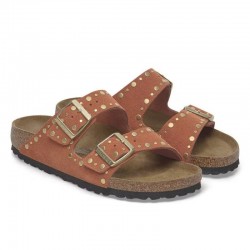 Sandalias Planas Mujer Birkenstock Arizona Rivet Teja