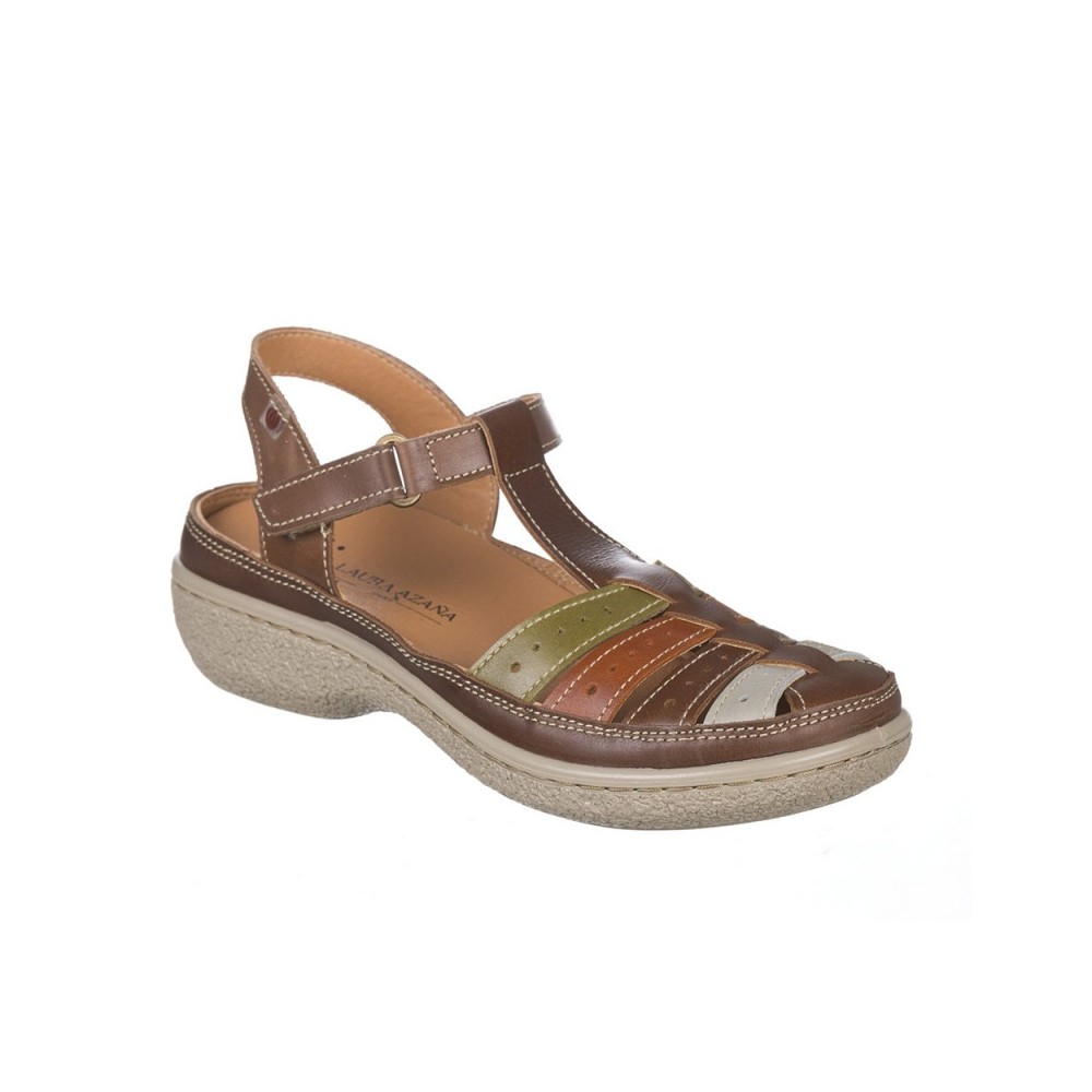 Sandalias Planas Mujer Laura Azaña 11986 Cuero