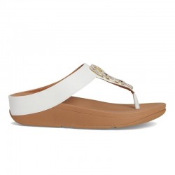 Sandalias Planas Mujer Fitflop Fino Crystal Blanco
