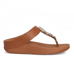 Sandalias Planas Mujer Fitflop Fino Crystal Cuero