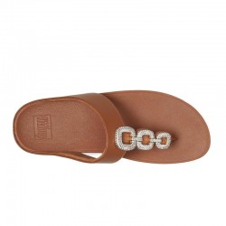 Sandalias Planas Mujer Fitflop Fino Crystal Cuero