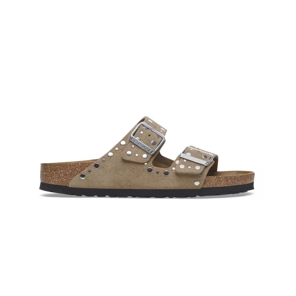 Sandalias Planas Mujer Birkenstock Arizona Rivet Taupe