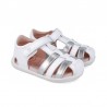 Sandalias Barefoot Niña Garvalin 252332 Blanco-Plata