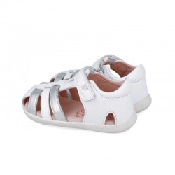 Sandalias Barefoot Niña Garvalin 252332 Blanco-Plata