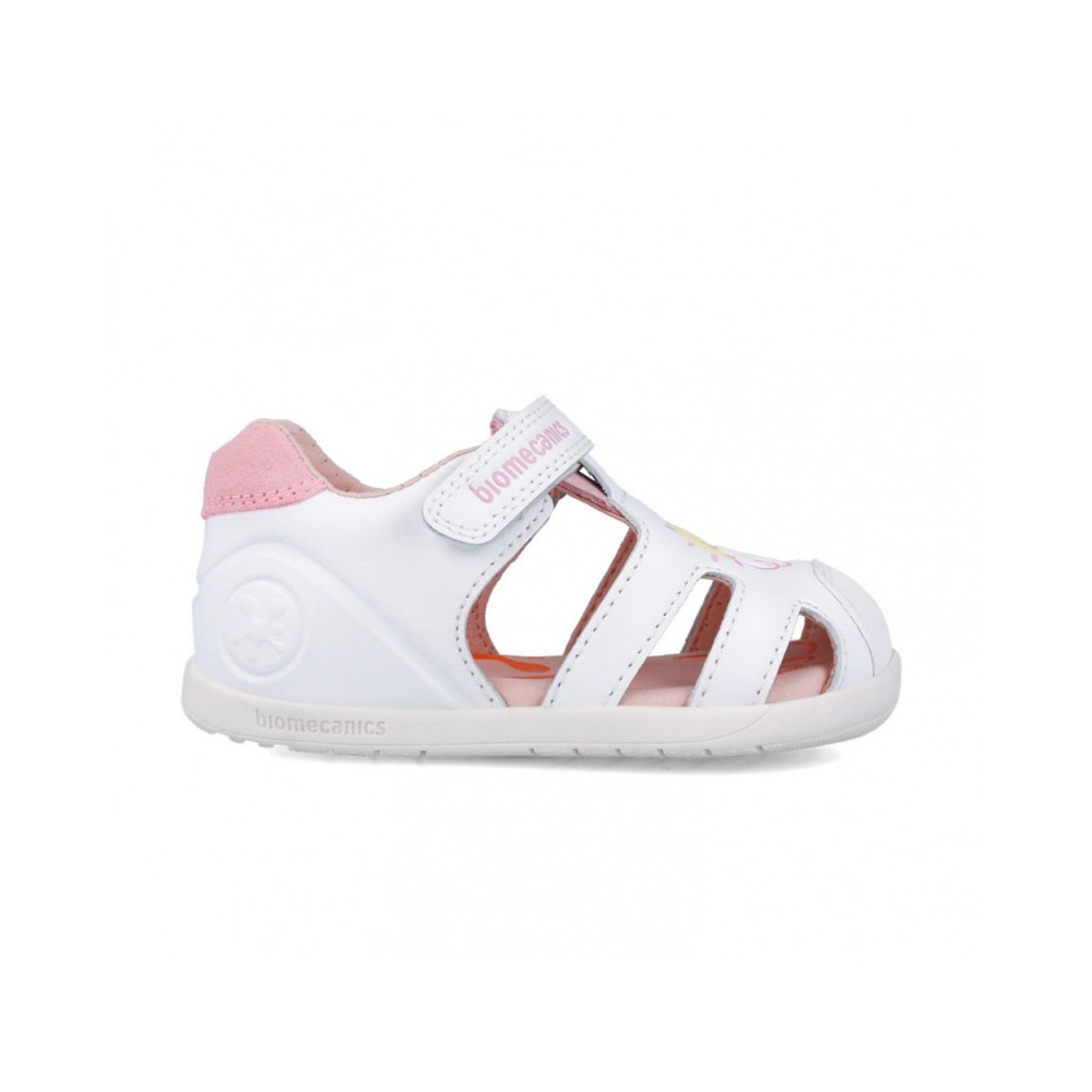 Sandalias Barefoot Niña Biomecanics 252166 Blanco-Rosa