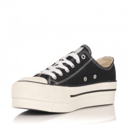 Zapatillas Lona Victoria Tribu Doble Lona Mujer Negro