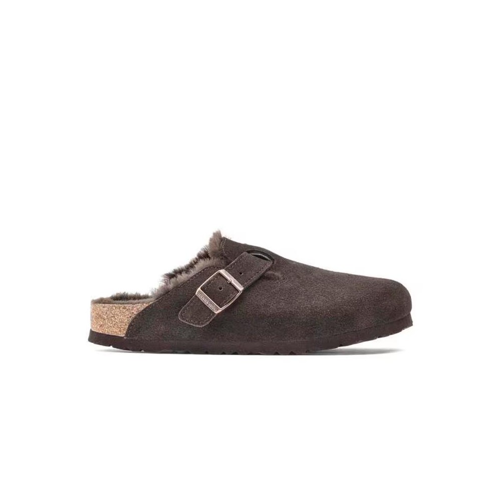 Zuecos Mujer Birkenstock Boston Shearling Leve Marron