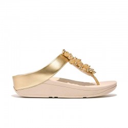 Sandalias Planas Mujer Fitflop Fino Bead-Cluster Oro