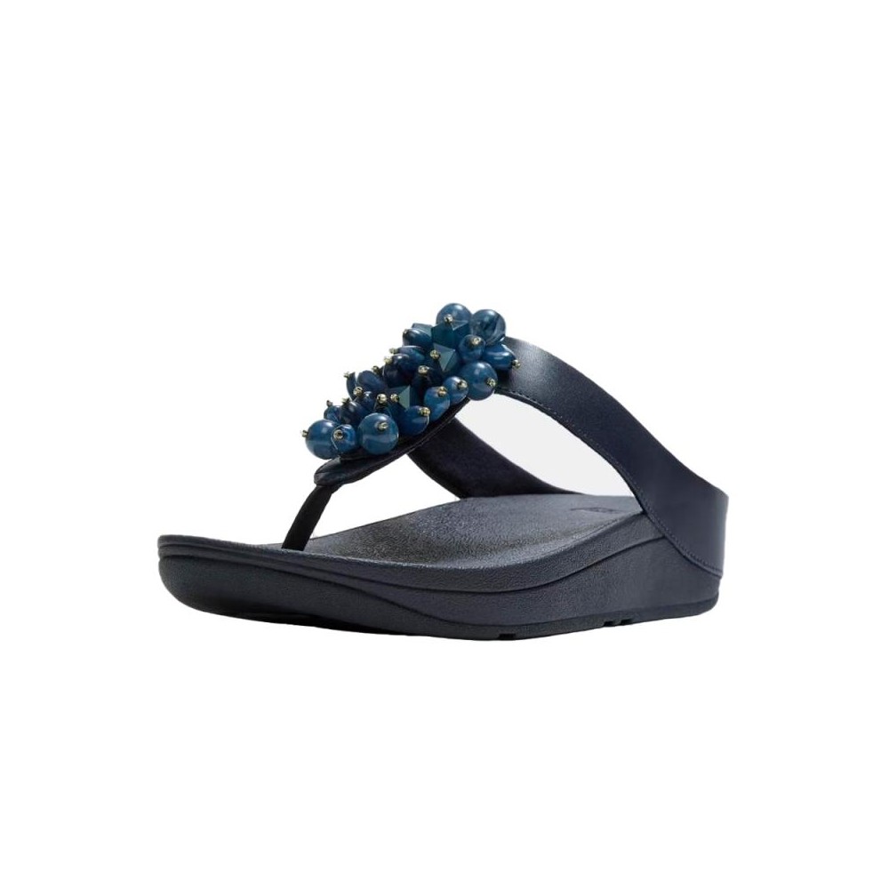 Sandalias Planas Mujer Fitflop Fino Bead-Cluster Marino