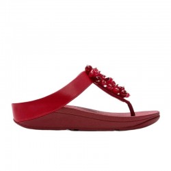 Sandalias Planas Mujer Fitflop Fino Bead-Cluster Rojo