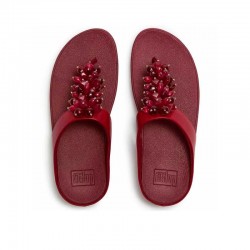 Sandalias Planas Mujer Fitflop Fino Bead-Cluster Rojo