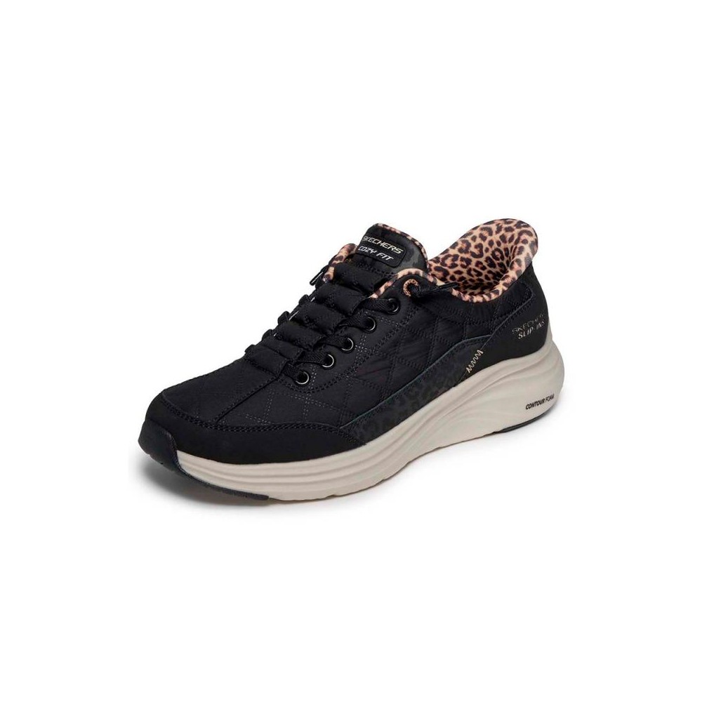 Sneakers Mujer Skechers Contour Foam - Cozy Fit Leop Negro
