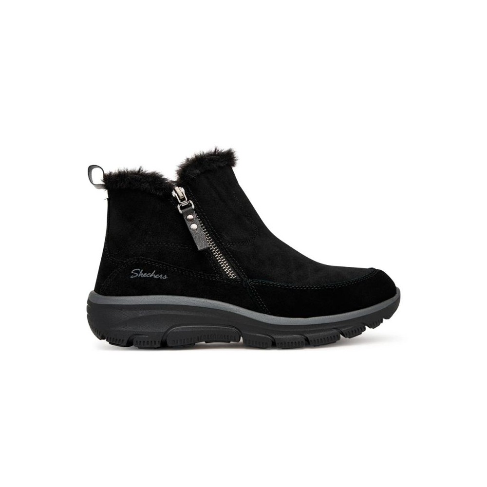 Botines Planos Mujer Skechers Easy Going - High Zip 2 Negro-Negro