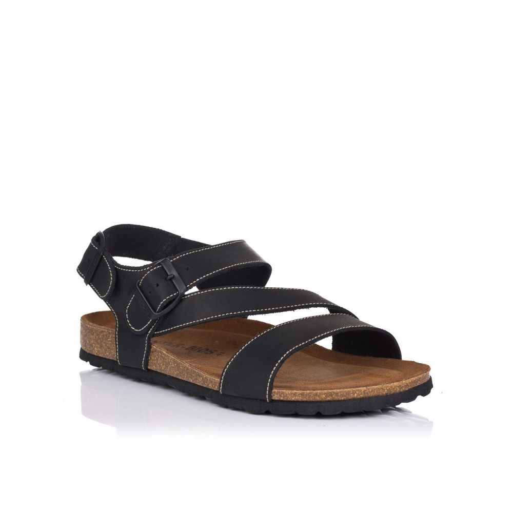 Sandalias Planas Inter-bios 9557 Hombre Negro