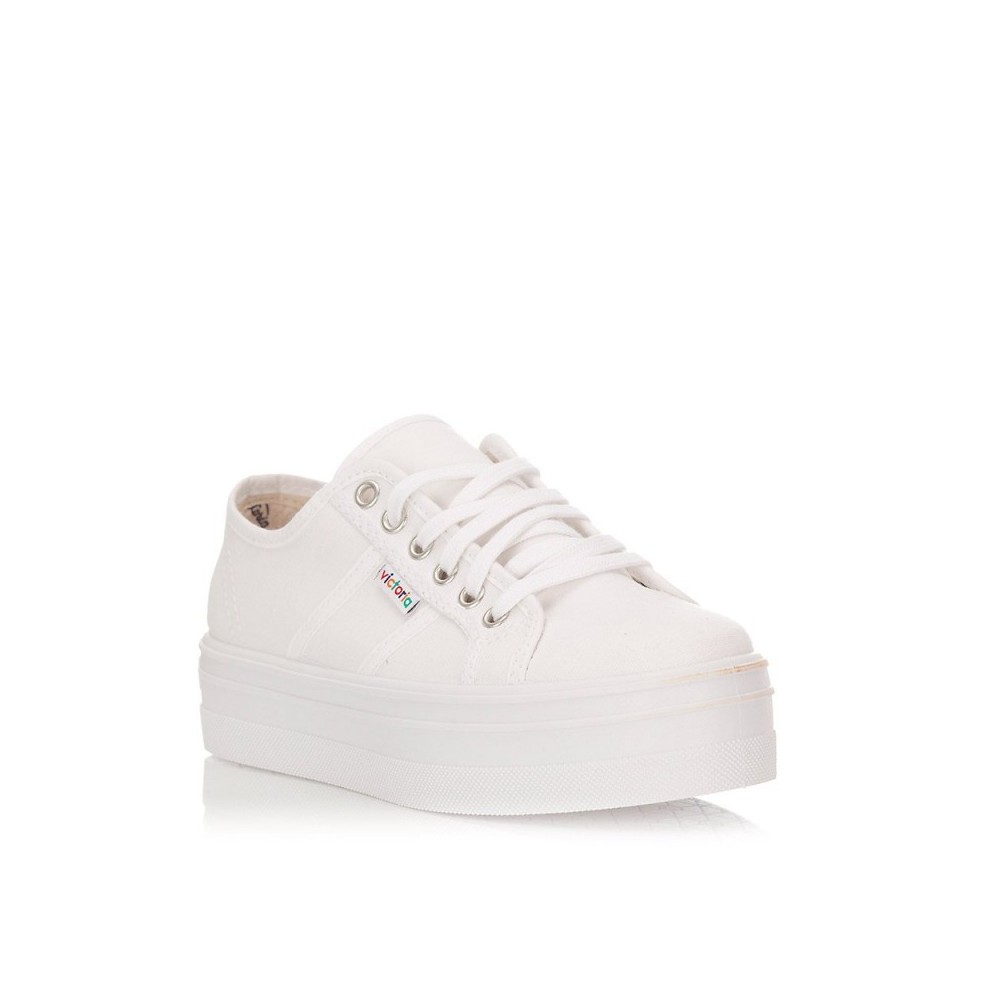 Zapatillas Lona Victoria Barcelona Lona Mujer Blanco
