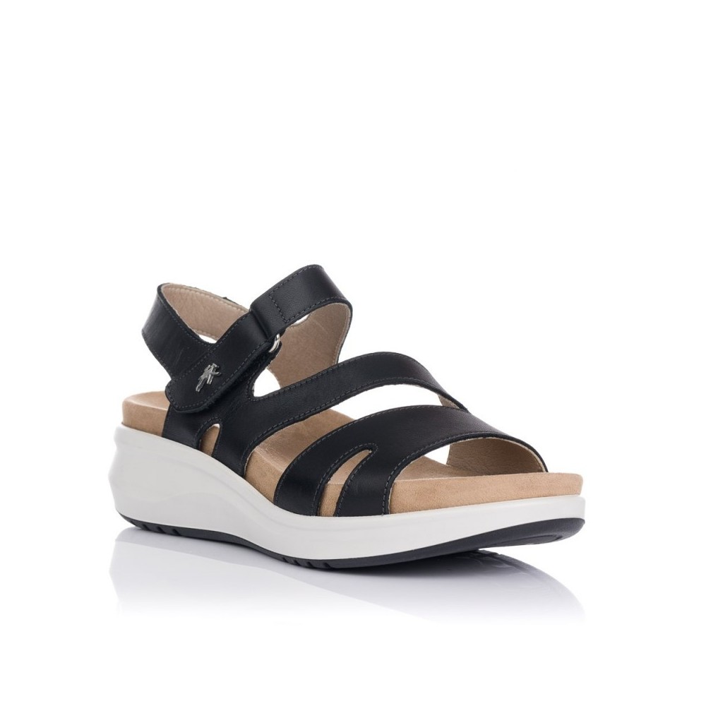 Sandalias Planas Fluchos F1478 Mujer Negro