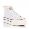Zapatillas Lona Victoria Tribu Doble Botin Mujer Blanco