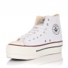 Zapatillas Lona Victoria Tribu Doble Botin Mujer Blanco