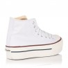 Zapatillas Lona Victoria Tribu Doble Botin Mujer Blanco