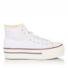 Zapatillas Lona Victoria Tribu Doble Botin Mujer Blanco